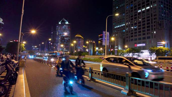 北京马路的车流夜景延时