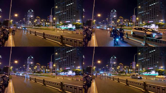 北京马路的车流夜景延时