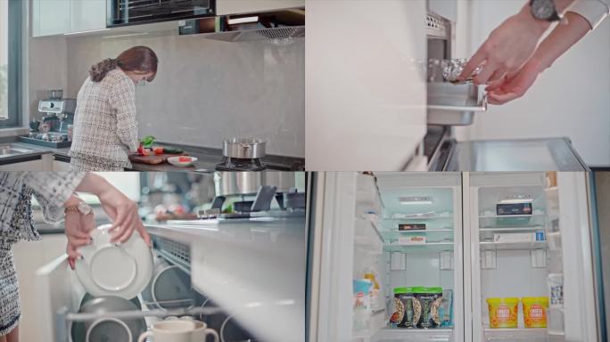 一家人幸福做饭美好生活