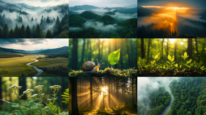 森林航拍树林大自然唯美风景合集