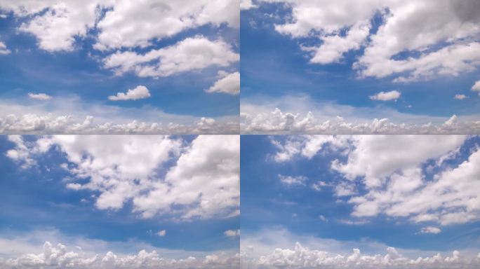 迷人的延时库存视频的清晰的蓝天，全景的清晰的蓝天和云，蓝天背景与微小的云。蓝天上的白云。
