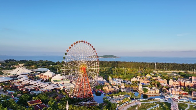 航拍海南三亚市海棠湾海昌梦幻海洋不夜城