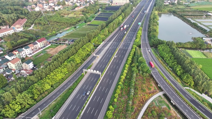 浙江杭甬高速公路绍兴枢纽互通实拍原素材