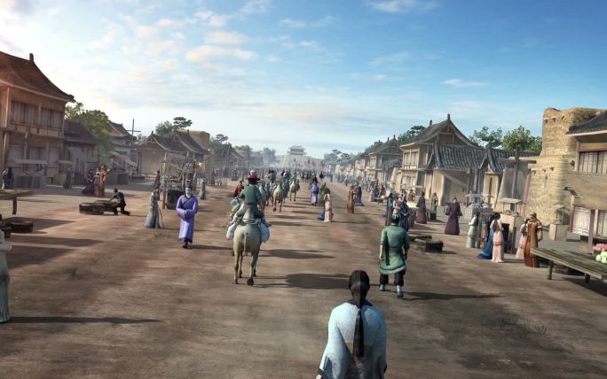 边关汉代西域古城古商业街集市城池街道商铺