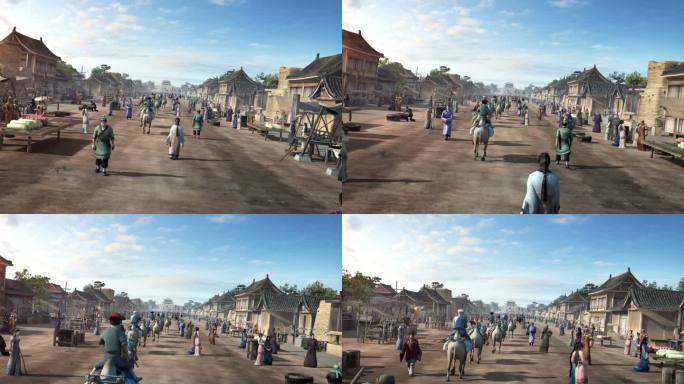 边关汉代西域古城古商业街集市城池街道商铺