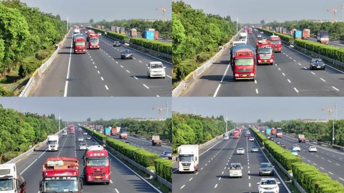 浙江高速公路车流物流繁忙拥堵实拍原素材