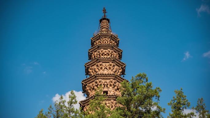 长治市平顺县原起寺青龙塔特写延时