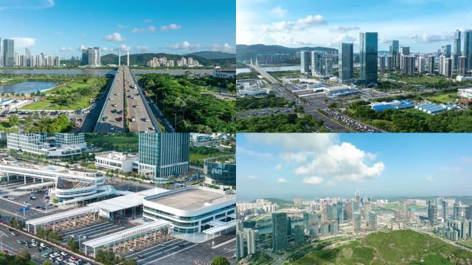航拍横琴十字门交通车流4k延时