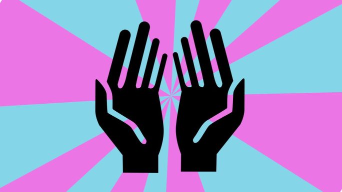 祈祷的手与旋转背景的图标