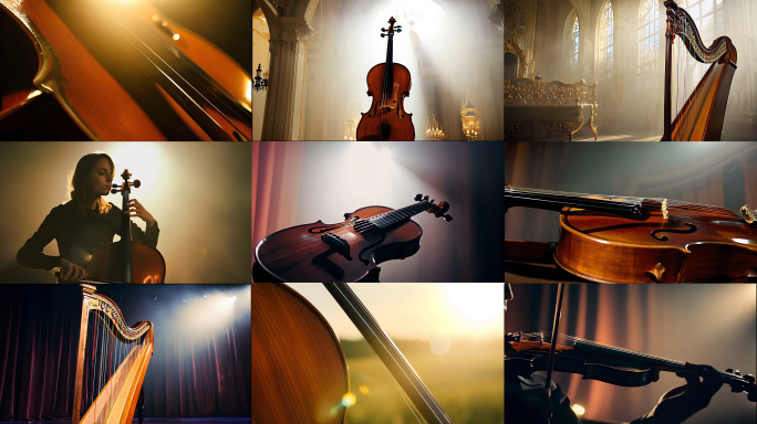 西方弦乐器 小提琴 大提琴 竖琴
