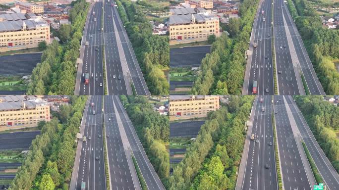 浙江杭甬高速公路车流车辆航拍原素材