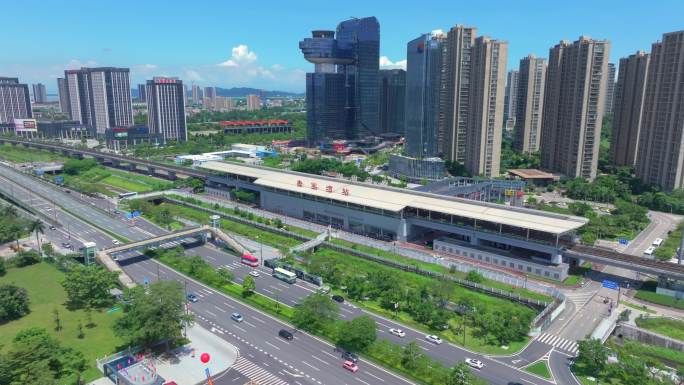 珠海城轨交通唐家湾站航拍