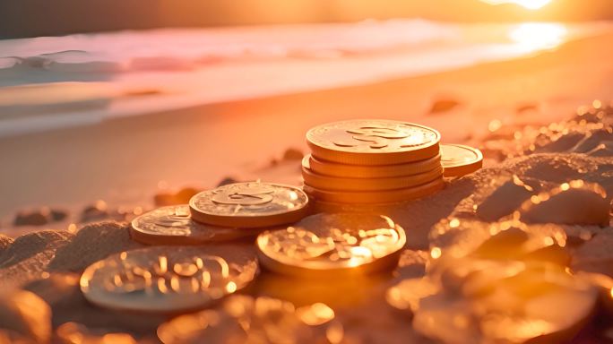 夕阳下的海滩沙滩