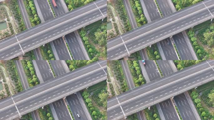 浙江杭甬高速公路绍兴互通枢纽立交桥航拍