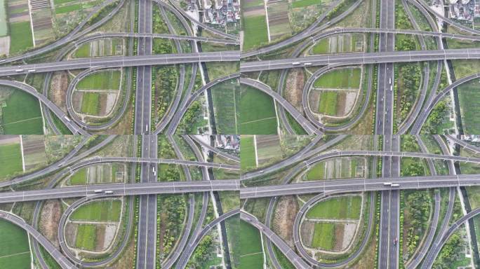 浙江杭甬高速公路绍兴枢纽互通高架桥航拍