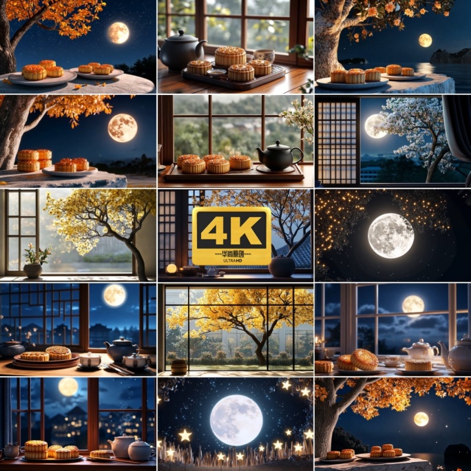 4k中秋月夜月饼