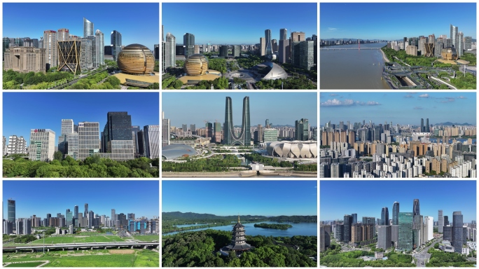 4K杭州航拍城市宣传片西湖地标建筑合集
