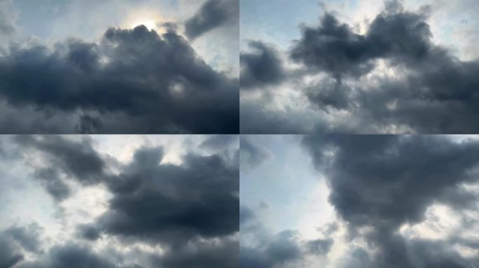 天空乌云消散云延时阳光穿过云层烟消云散
