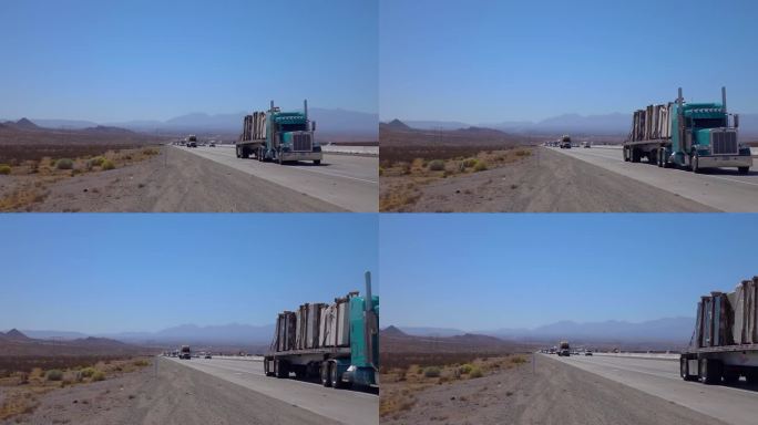 卡车行驶在亚利桑那州的高速公路上，慢动作250帧/秒