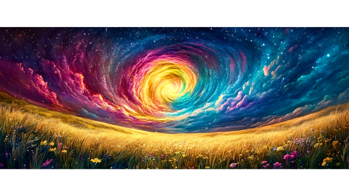 唯美梦幻星空草地背景【循环宽屏】
