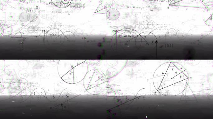 数学符号和方程悬浮在空间中，相机探索它们的复杂性。浅景深为场景的前后增加了柔和的模糊。