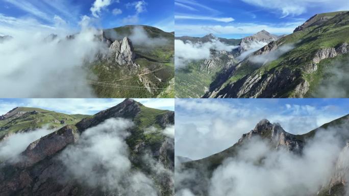 68，a航拍云海群山高海拔穿云风景