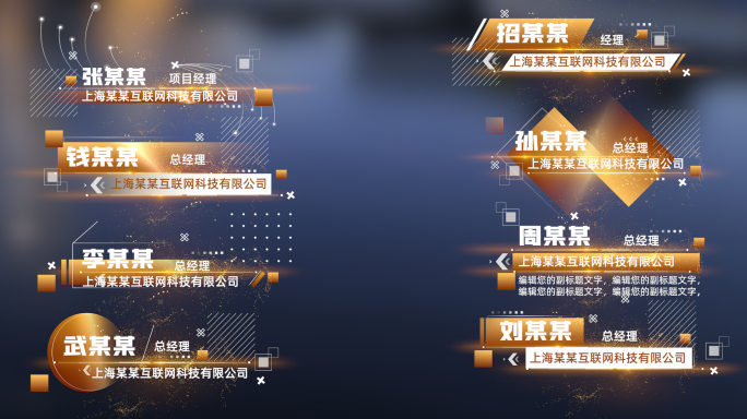 金色党政党建政府文字人名条姓名条视频素材