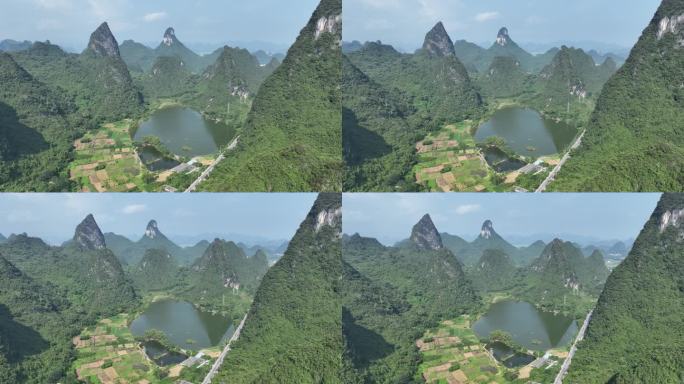 航拍广西桂林阳朔大景