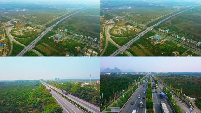 4K桂林雁山高速公路航拍