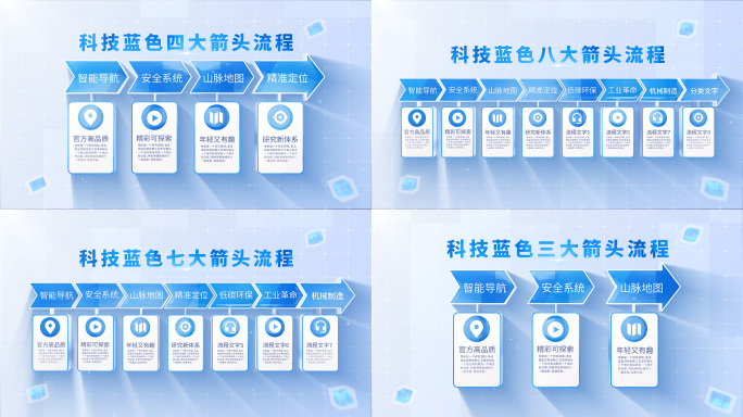 【3-8类】简洁文字箭头流程AE模版