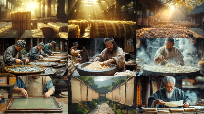 造纸术 蔡伦 四大发明 古法造纸
