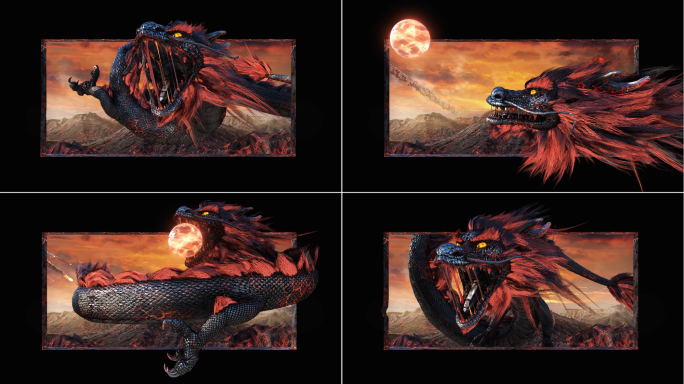 火山龙戏珠户外裸眼3D视频素材（可定制）