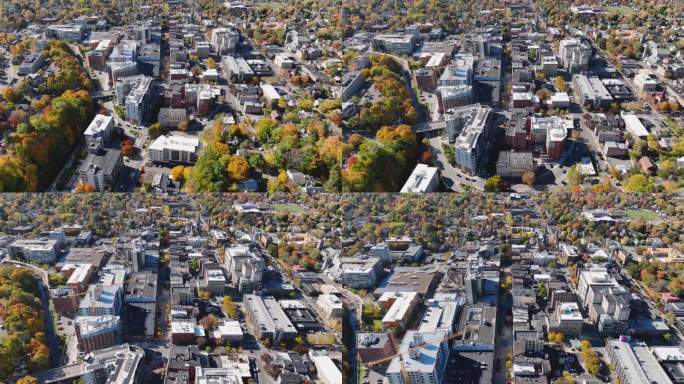 2022年秋天的下午，美国纽约州伊萨卡市周围地区的航拍视频