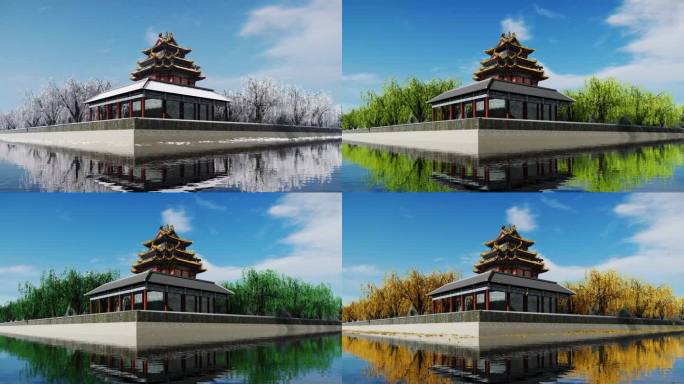 天安门故宫角楼春夏秋冬四季变化延时合集2