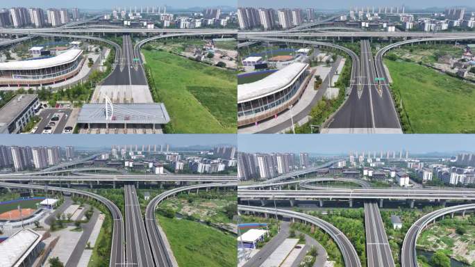 浙江杭绍台高速公路柯桥互通出口枢纽实拍