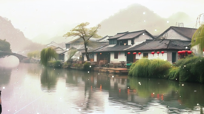 宽屏雾锁江面轻纱缭绕的江南水乡1