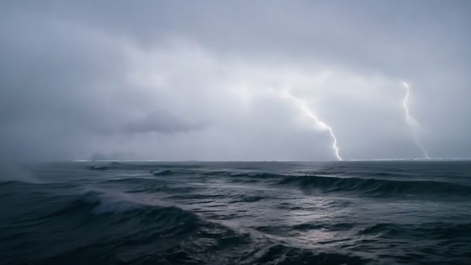 大海乌云暴雨风暴波涛汹涌