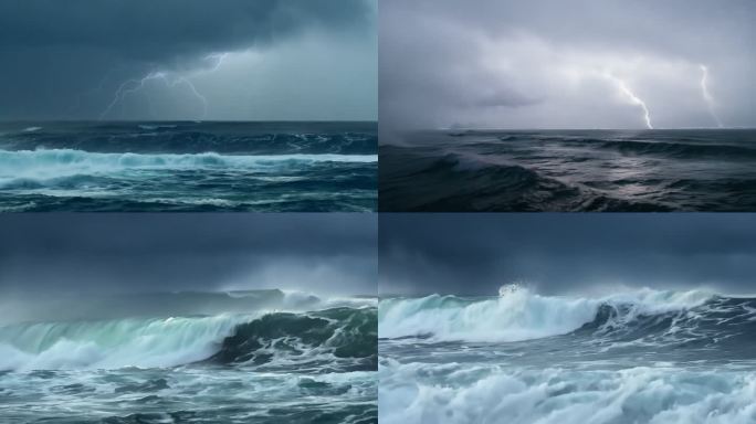 大海乌云暴雨风暴波涛汹涌