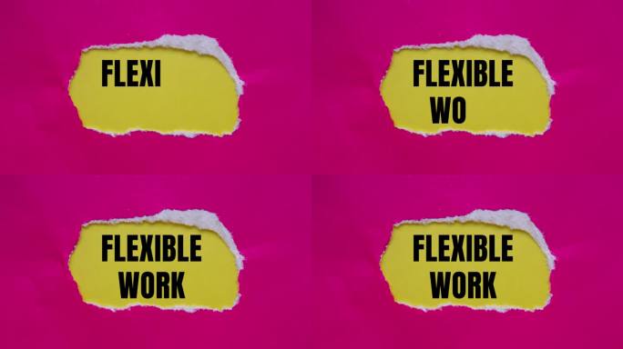 灵活的工作信息写在撕开撕开的粉红色纸在黄色背景