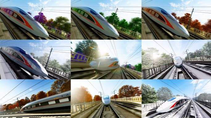 中国速度高铁穿越春夏秋冬四季变换合集