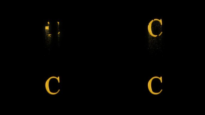 金字母C与金粒子和阿尔法通道，黄金字母表