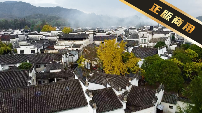 安徽皖南宏村西递徽派建筑古民居旅游航拍