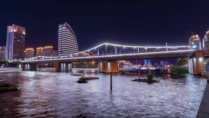 原创4K意风区文化街望海楼金汤桥天眼夜景