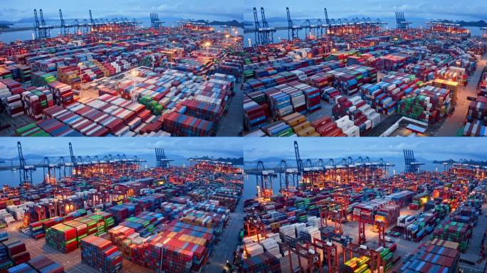 深圳蛇口集装箱贸易港口航拍视频