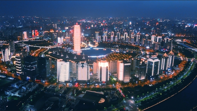 郑州繁华夜景航拍