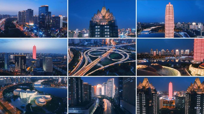 郑州繁华夜景航拍