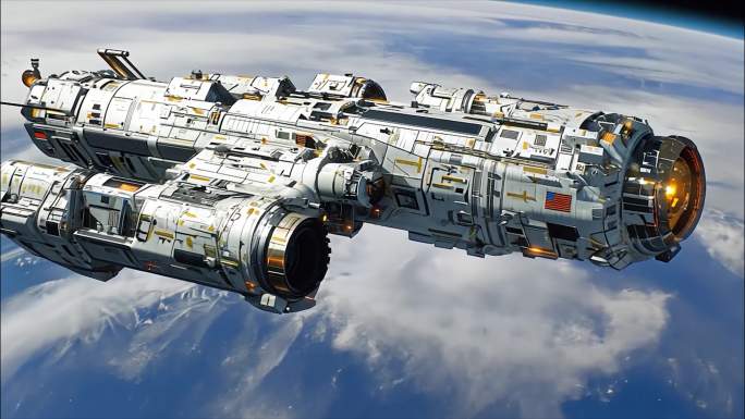 宇宙飞船飞行太空探索月球星空空间站科技科