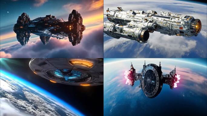 宇宙飞船飞行太空探索月球星空空间站科技科
