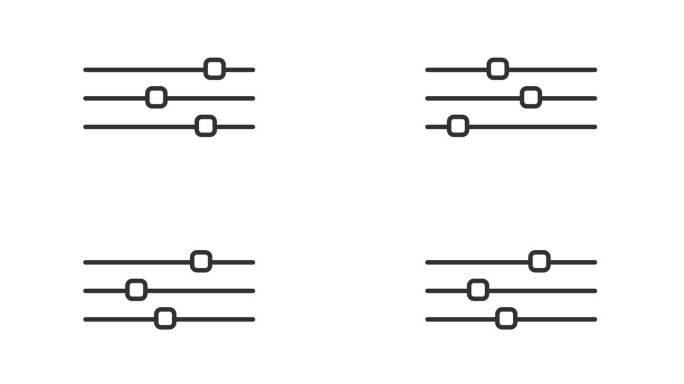音乐均衡器图标动画在白色的背景。简单音频符号