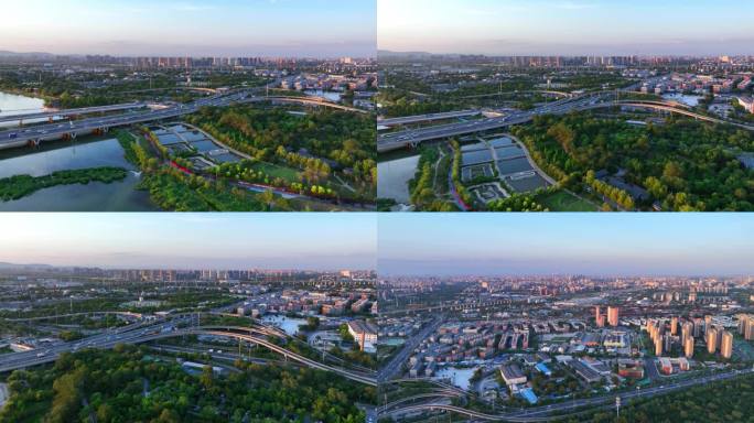 北京丰台航拍宛平桥绿堤公园